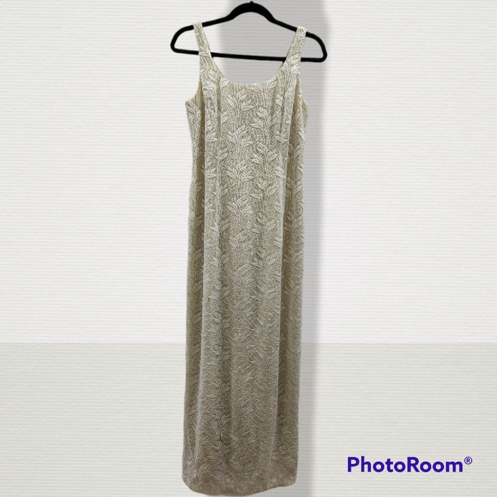 Jessica Hoawrd cream and gold lacy dress, size 6 - Picture 1 of 7
